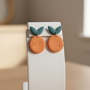 Zesty Orange - Handmade Earrings - Orange & Green